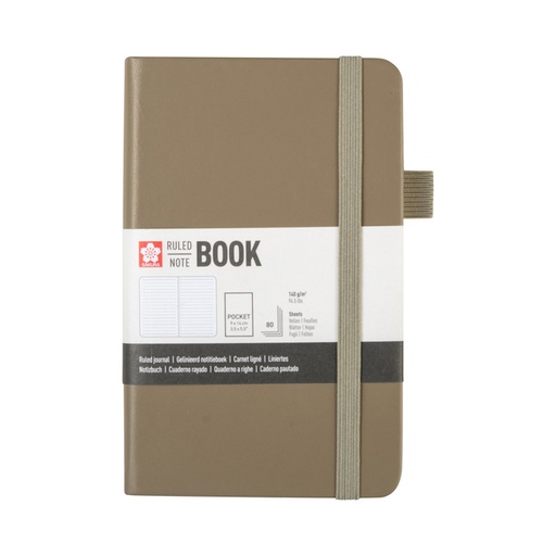 [1466148] Notitieboek Sakura pocket 90x140mm lijn hard cover sintel