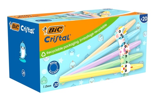[1467183] Balpen Bic Cristal dierenfiguren assorti