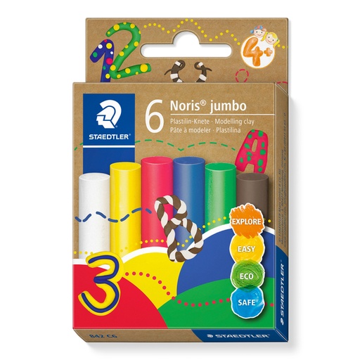 [1467193] Pâte à modeler Staedtler Noris Jumbo set 6 couleurs