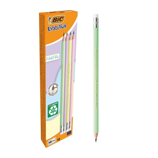[1467235] Potlood Bic HB met gom pastel assorti