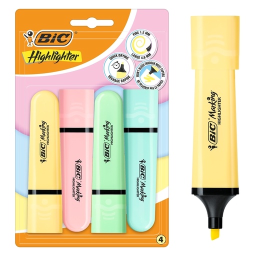 [1467237] Markeerstift Bic pastel assorti blister à 4 stuks