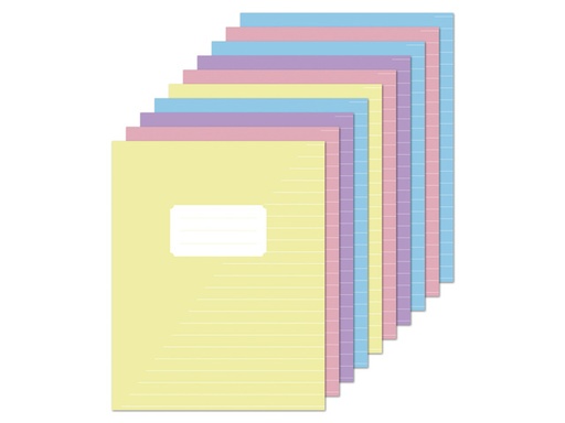 [1467239] Cahier Kangaro A5 ligné 80 pages 60g pastel assorti lot 10 pièces