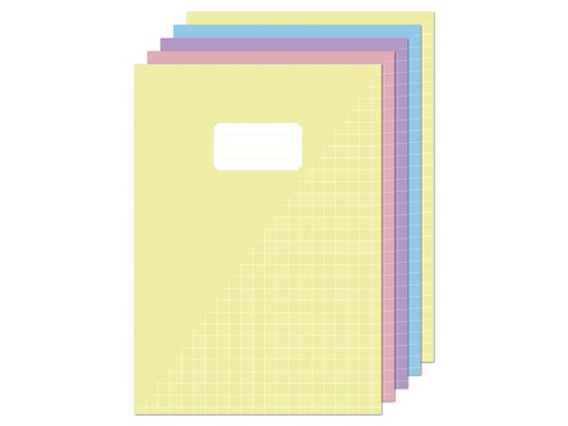 [1467241] Cahier Kangaro A4 carreau 10mm 80 pages 60g pastel assorti lot 5 pièces