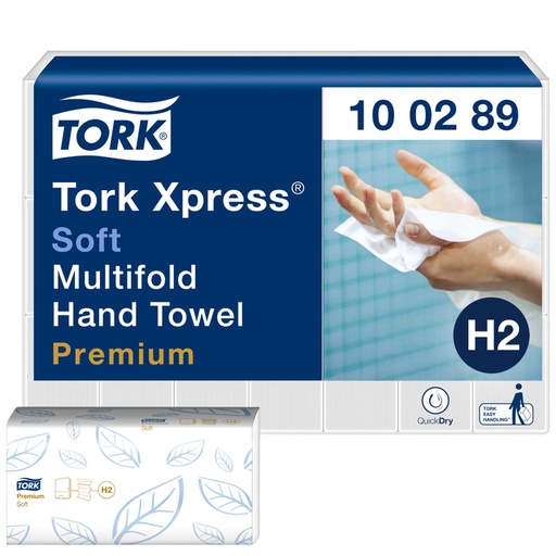 [892043] Handdoek Tork H2 Xpress Premium multifold 2-laags 212x255mm 21x150 vel wit 100289