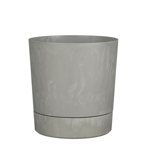 [1467514] Pot de fleur Mica Coco rond avec soucoupe H 23,5cm Ø22,5cm gris