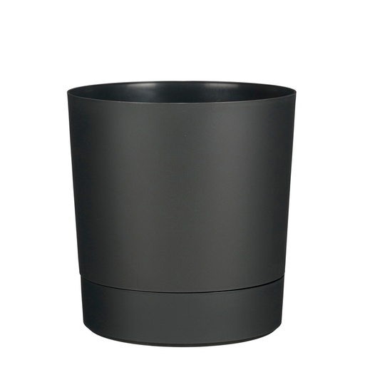 [1467517] Pot de fleur Mica Coco rond avec soucoupe H 29,5cm Ø28cm anthracite