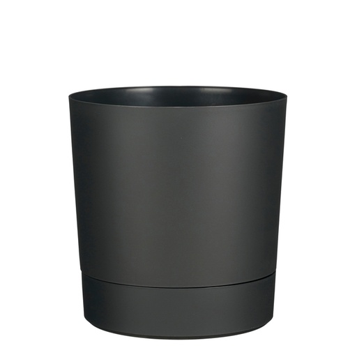 [1467518] Plantenpot Mica Coco met schotel rond hoogte 23,5 Ø22,5 cm antraciet