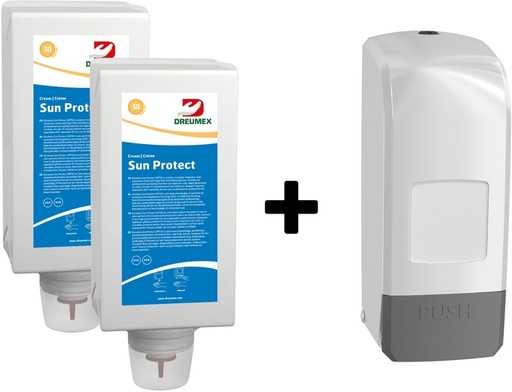 [1467872] Distributeur crème solaire Dreumex Sun Protect Kit de démarrage blanc
