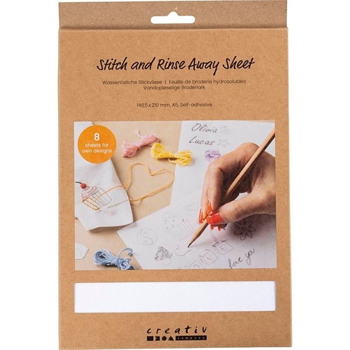 [1467897] Borduurpapier Creativ Company A5 blister à 8 vellen wit