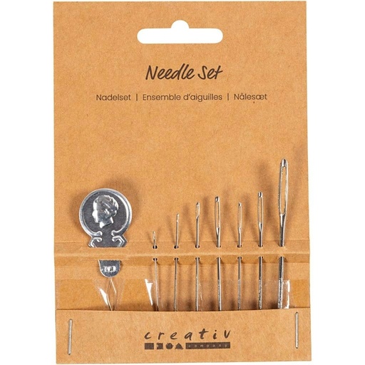 [1467902] Naaldenset Creativ Company blister à 8 delen zilver