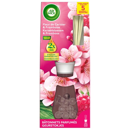 [1468067] Geurstokjes AirWick Essential Oil Kersenbloesem & Frambozen 25ml