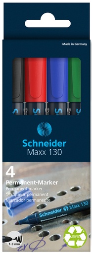 [1468114] Marqueur permanent Schneider Maxx 130 ogive 1-3mm assorti 4 pièces