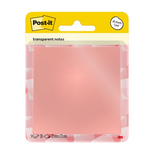 [1468613] Bloc-mémos Post-it 3M 73x73mm rose transparent