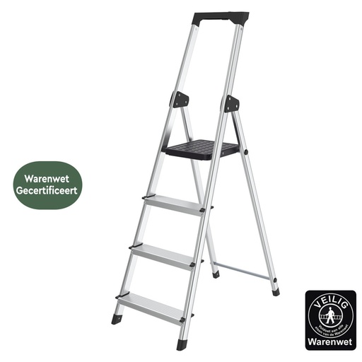 [1468696] Huishoudtrap BRASQ 4 treden aluminium SLA400 zilver