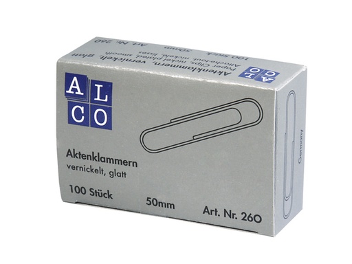 [1469419] Paperclip Alco 50mm rond vernikkeld 100 stuks