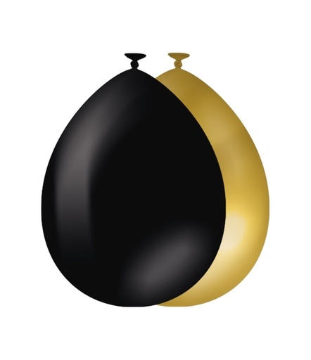[1436782] Ballonnen goud en zwart 10 stuks