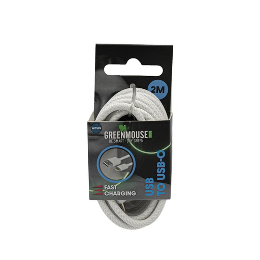[1469485] Câble Green Mouse USB-A vers USB-C Data Woven 2m blister