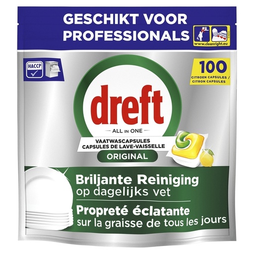 [1469489] Capsule lave-vaisselle Dreft Tout-en-1 Professional lemon 100 pièces