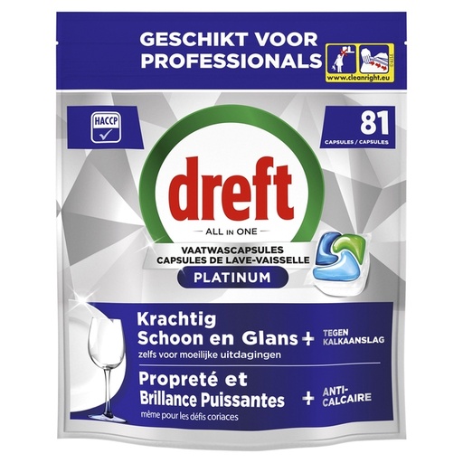 [1469490] Capsule lave-vaisselle Dreft Tout-en-1 Professional Platinium Regular 81 pièces