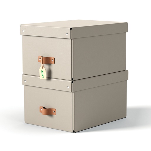 [1465911] Boîte de rangement Leitz Puro avec couvercle 17L beige set 2 pièces