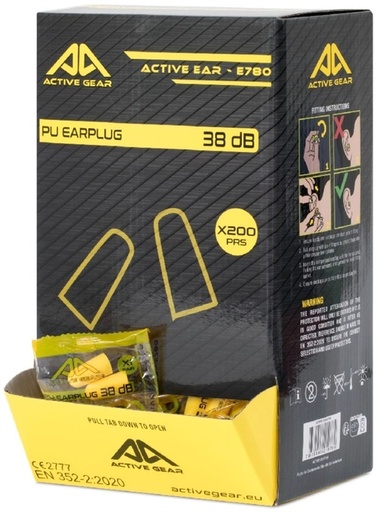 [1467246] Bouchons d'oreille Active Gear 38 dB boîte distributrice 200 paires jaune