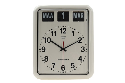 [1467998] Kalenderklok Twemco BQ-12A wit Nederlands