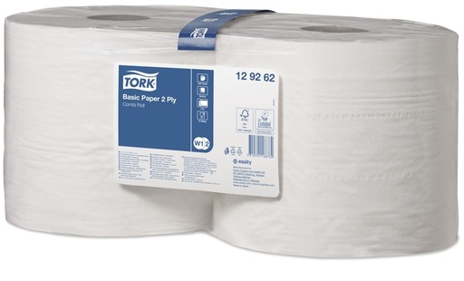 [892064] Poetspapier Tork W2 Basic Universal 2-laags 1000 vel wit 129262