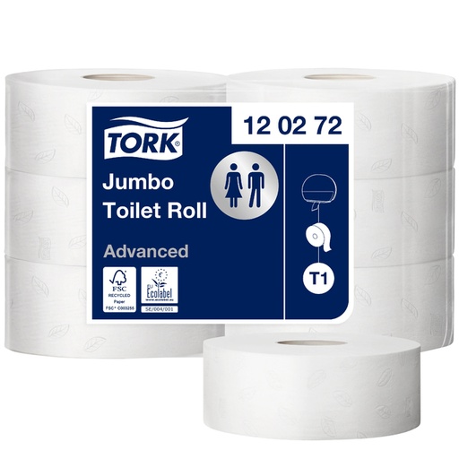 [892053] Papier toilette Tork T1 Advanced Jumbo 120272 2 épaisseurs blanc 360m