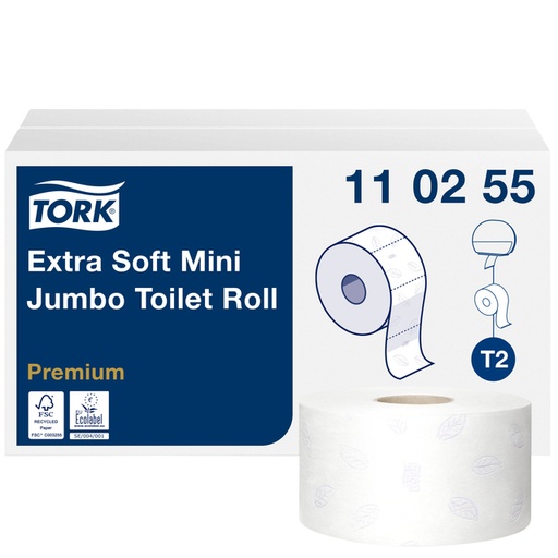[892145] Papier toilette Tork T2 Mini Jumbo T2 Premium 110255 3 épaisseurs 120m blanc