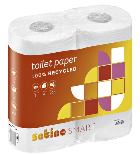 [897104] Papier toilette Satino Smart  MT1 062420 2 épaisseurs 200 feuilles blanc