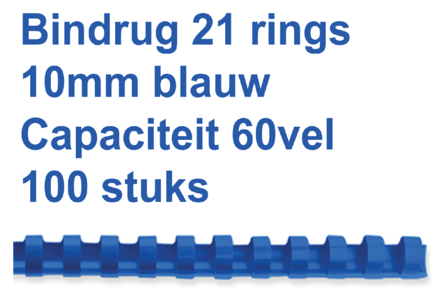 Reliure GBC 10mm 21 anneaux A4 bleu 100 pièces