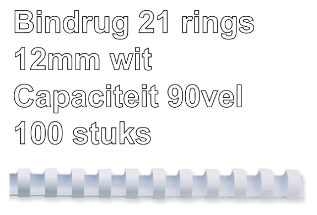 Reliure GBC 12mm 21 anneaux A4 blanc 100 pièces