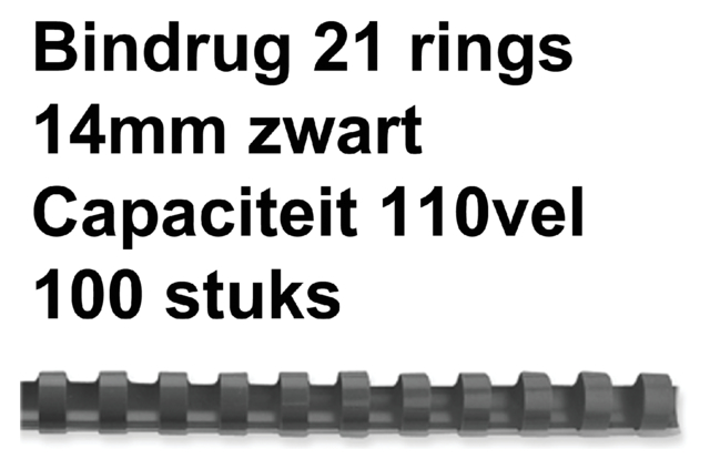 Reliure GBC 14mm 21 anneaux A4 noir 100 pièces