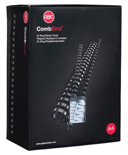 [536181] Bindrug GBC 19mm 21rings A4 zwart 100 stuks
