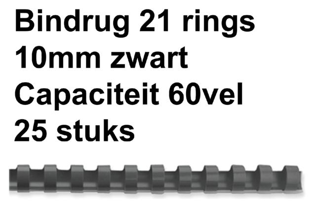 Reliure GBC 10mm 21 anneaux A4 noir 25 pièces