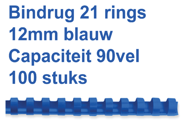 Bindrug Fellowes 12mm 21rings A4 blauw 100stuks