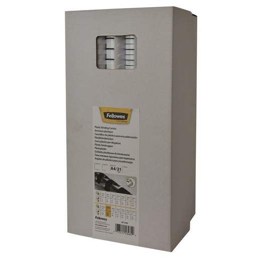 [535780] Bindrug Fellowes 19mm 21rings A4 wit 100 stuks