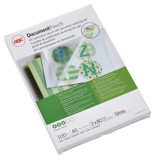 [535358] Pochette de plastification GBC A5 2x80micron 100 pièces