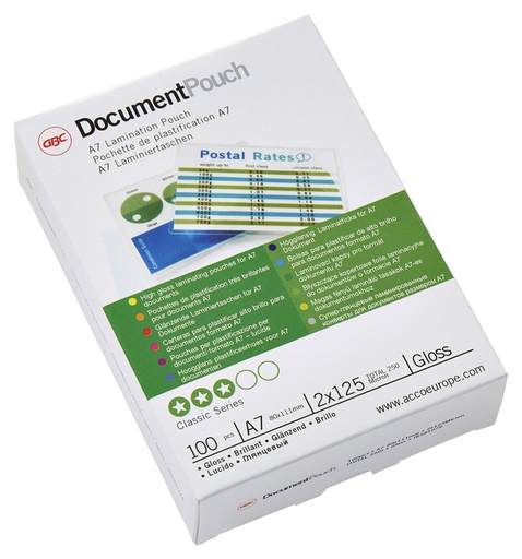 [535402] Pochette de plastification GBC A7 2x75 microns 100 pièces