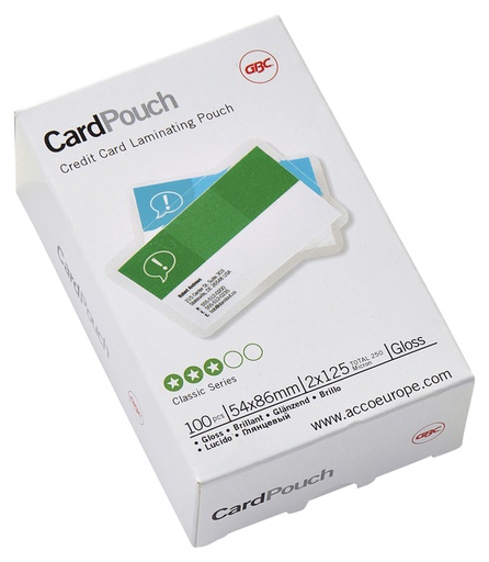 [535362] Pochette de plastification GBC carte de crédit 54x86mm 2x125 microns 100 pièces