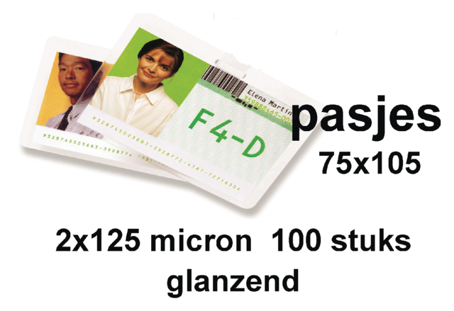 Pochette de plastification GBC carte 75x105mm 2x125mic 100 pièces