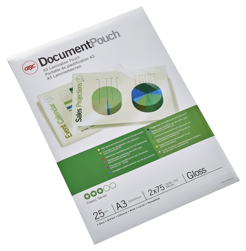 [536097] Pochette de plastification GBC A3 2x75microns 25 pièces