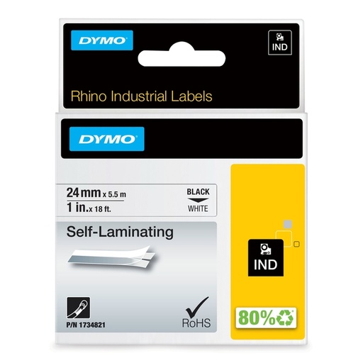 [930881] Labeltape Dymo Rhino industrieel zelflaminerend 24mm zwart op wit