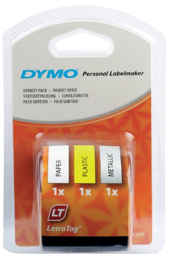[931189] Ruban Dymo LetraTag 12mm assorti 3 pièces