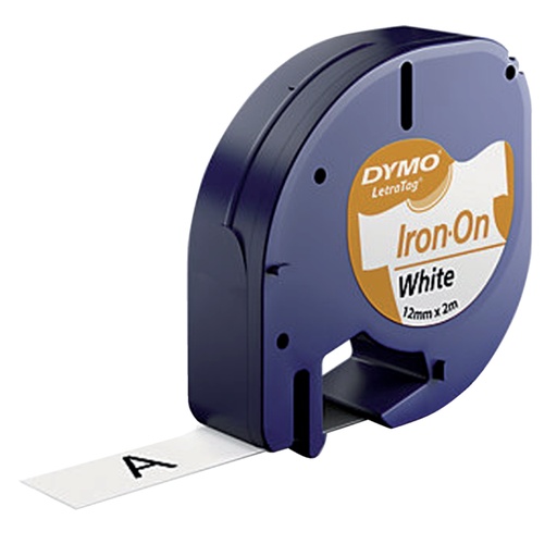 [931192] Ruban Dymo LetraTag repassable 12mmx2m noir sur blanc