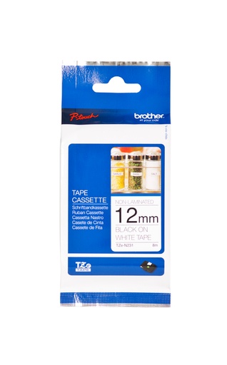 [930981] Ruban de lettrage Brother P-Touch TZe-N231 non laminé 12mm noir sur blanc