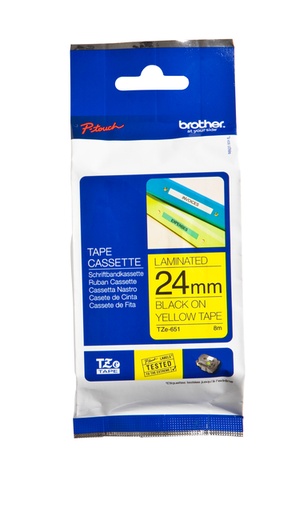 [931024] Ruban de lettrage Brother P-Touch TZe-651 standard 24mm noir sur jaune