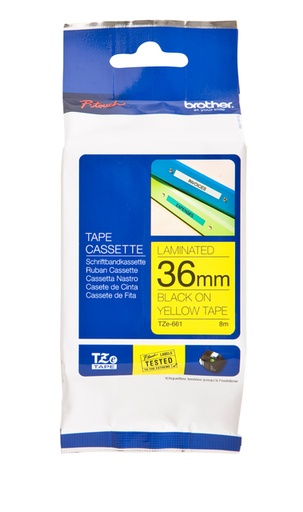 [930969] Labeltape Brother P-touch TZe-661 standaard 36mm zwart op geel