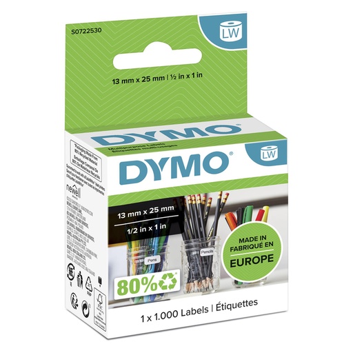 [817593] Etiquette Dymo LabelWriter multifonctionnelle amovible 13x25mm rouleau 1000 pcs blanc