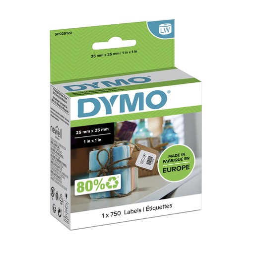 [817442] Etiket Dymo LabelWriter multifunctioneel 25x25mm 1 rol á 750 stuks wit